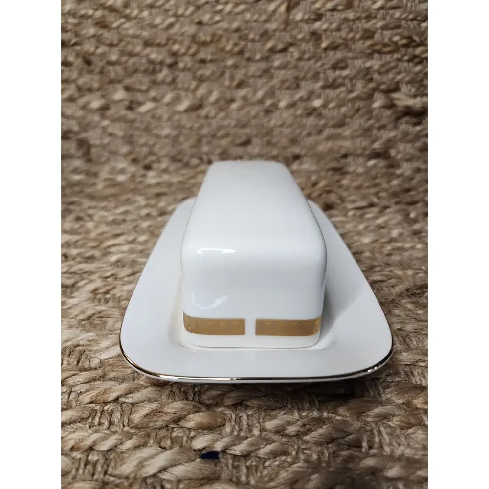 Vintage Nikko Ivory Fine China Butter Dish Beautiful Gold Inlay